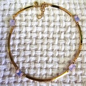 J. Crew Gold Tone with White/Translucent Resin Necklace